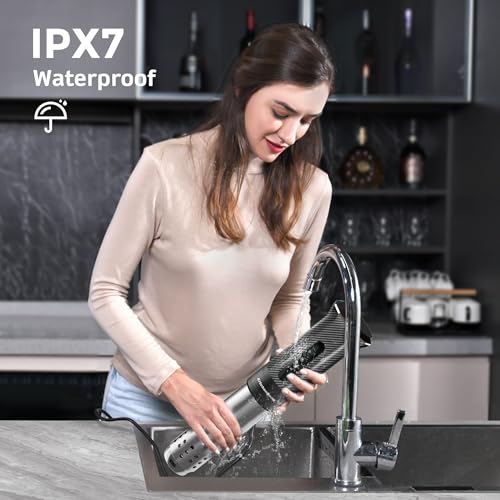 KitchenBoss Wifi Sous Vide Machine: Ultra-quiet Sous Vide Cooker Immersion Circulator APP Control, IPX7 Waterproof Stainless Steel 1100W Professional Sous Vide Precision Cooker, Black (G300PT)