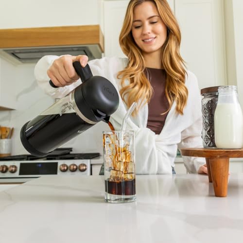 VINCI Cold Brew 360 Glass Coffee Maker – Patented Dual Filter Technology for Faster Brewing – Iced Coffee Pitcher (1.4 Liter / 47 oz)
