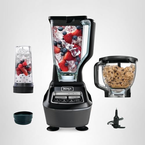 Ninja Kitchen System | All-in-One Food Processor & Blender for Smoothies | Includes Pitcher, Travel Cup, & 8-Cup Bowl | Makes Salsa, Dough, Shakes, & Frozen Drinks | 120 Volts | Black | BL770AMZ