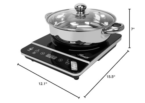 Rosewill Induction Cooker 1800 Watt, Induction Cooktop, Electric Burner with Stainless Steel Pot 10" 3.5 QT 18-8, RHAI-13001