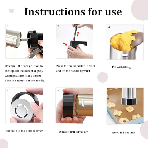 Spritz Cookie Press Gun Kit,Churro Maker Machine, Cookie Press Gun Set,13 Cookie Discs+8 Icing Nozzles Perfect for DIY Christmas Cookies and Decorating Cookies,Gifts for Wome(black)(1)