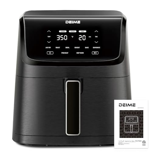 DEIME Air Fryer 7.2 QT 1700W Oilless Oven Healthy Cooker Air Fryers Large Capacity with 8 Presets, LCD Touch Screen, Customerizable Cooking, Non-Stick Basket (Black)