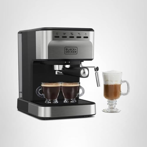 Black+Decker Semi-Automatic 15 Bar Espresso and Cappuccino Maker, Versatile Machine with Ability to use Grounds or ESE Pods to Make Your Perfect Cup of Coffee
