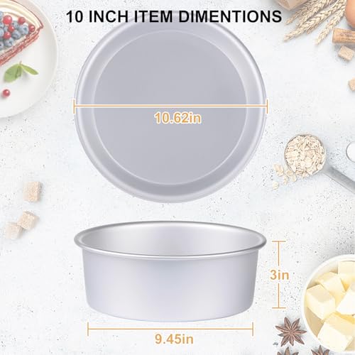 HomeMall Round Cake Pan Set of 3 (6 x 3 inch/8 x 3 inch/10 x 3 inch), Aluminum Baking Pans for Layer Cakes, Heavy Duty Non-Stick, Evenly Baking Tools for Home Kitchen, Birthday Wedding Anniversary