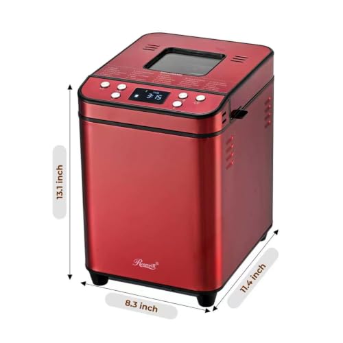 Rosewill 25-in-1 Automatic Bread Maker Machine with 3 Loaf Size up to 2LB, 700W High Power Dual Heater Bread Maker with BPA-free Nonstick Coating Pan, Max 15 Hours Delay Timer, Low Noise - Red Velvet