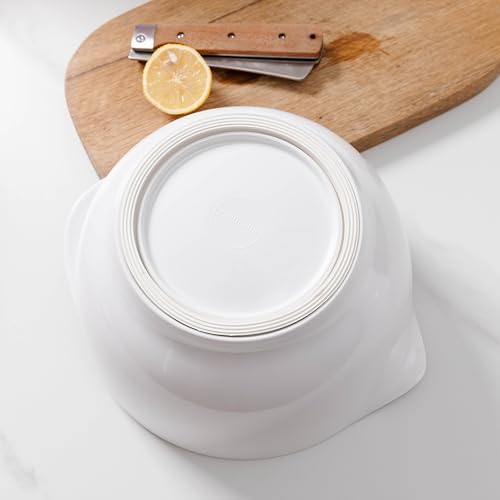 ZAROCRUS Nesting Mixing Bowls Set, 3 Piece Melamine Bowls Set, 2.5 quart, 3.5 quart, 4.5 quart, Non Slip Base with Easy Pour Spout, Kitchen Cooking and Baking Supplies, White