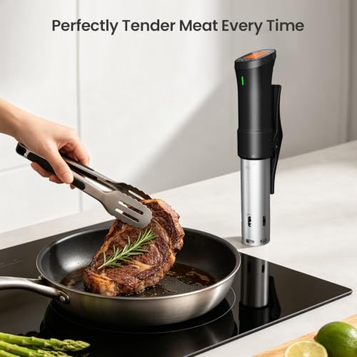 WiFi 2.4G Sous Vide Cooker, 1000W Sous Vide Machine Ultra-Quiet & 3D Fast Heating, App Control, Timer, Precise Calibration & Restaurant Chef-Level Recipes