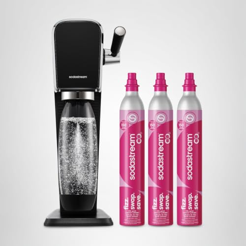 SodaStream Art Sparkling Water Maker Bundle in Black, with 3-Pack CO2 and Carbonating Bottle