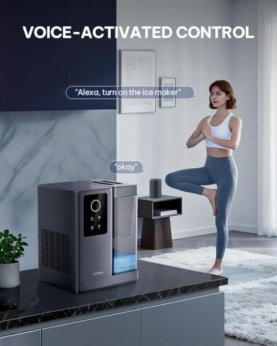 Silonn Nugget Ice Maker Countertop with APP & Voice Control, Self Cleaning Ice Machine with 3L Large Water Tank, 44lbs/24H Soft Chewable Ice, Portable Pebble Ice Maker for Home, Kitchen and Party