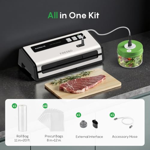 FRESKO Food Vacuum Sealer with Automatic Bag Detection & Built-in Cutter