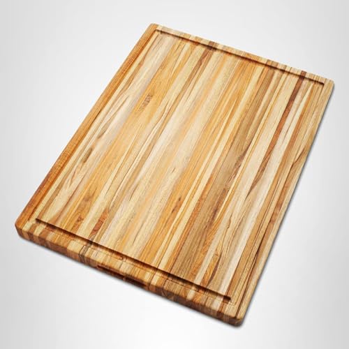 Teakhaus Carving Board with Juice Groove - Extra Large (XL) Teak Wood Cutting Board 24”L x 18”W x 1.5” Thick - Sustainably Harvested & FSC Certified - Knife Friendly with Beeswax Oil Finish