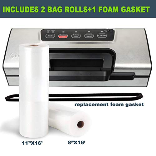 Potane Precision Vacuum Machine,Pro Food Sealer with Built-in Cutter and Bag Storage(Up to 20 Feet Length), Both Auto Manual Options,2 Modes,Includes 2 Bag Rolls 11”x16’ and 8”x16’,Compact Design