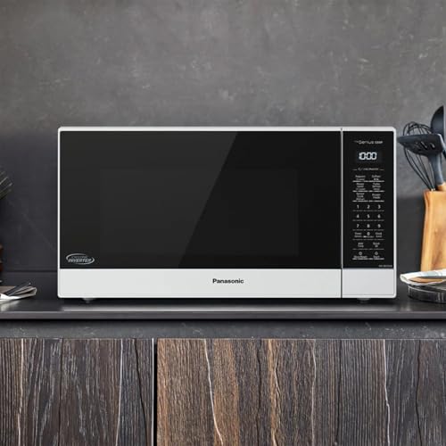 Panasonic NN-SN75LW cu.ft Cyclonic Inverter Countertop Microwave Oven 1250Watt Power with Genius Sensor Cooking, 1.6 cft, White