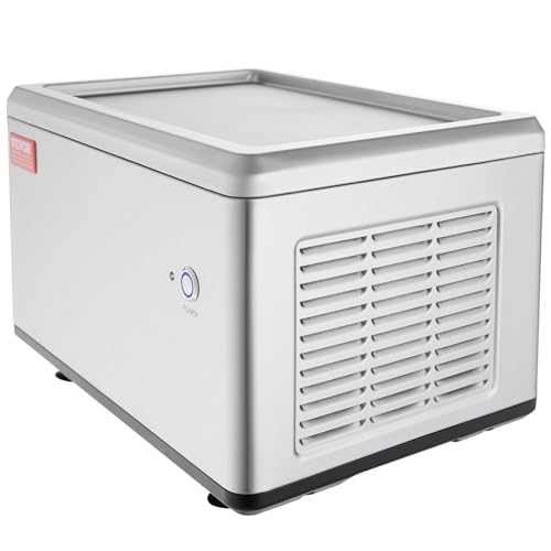 VEVOR Fried Ice Cream Machine, 12.6" x 8.5" 120W Stir-Fried Ice Cream Roll Maker with Compressor and 2 Scrapers, for Making Dessert Rolls, Frozen Yogurt