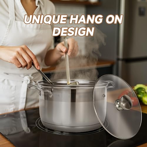 Ohtomber 8 Quart Stock Pot - Stainless Steel Large Cooking Induction Pot with Lid for Pasta, Soup, Spaghetti, Nonstick Thick Base Deep Stockpot, Kitchen Cookware for Stew, Simmer, Boiling, Canning