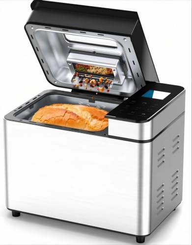 25‑IN‑1 Bread Maker, 2LB One‑Touch Control Bread Machine with Visible Lid, Auto Nut Dispenser & 13‑Hour Delay Timer, Easy‑Use for Beginners