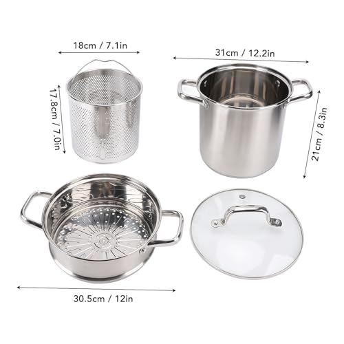 Luqeeg Premium Stainless Steel 20 Quart Stock Pot with Steam Basket, Inner Pot, Anti-Stick Finish, Thickened Composite Bottom, Dual Anti-Scald Handles