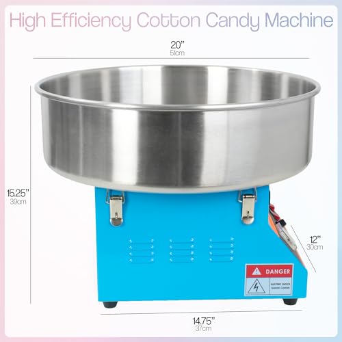 VIVO Blue 1030W Electric Cotton Candy Machine, Commercial Candy Floss Maker, 20 inch Stainless Steel Bowl with Sugar Scoop, Easy Home Use, CANDY-V001B