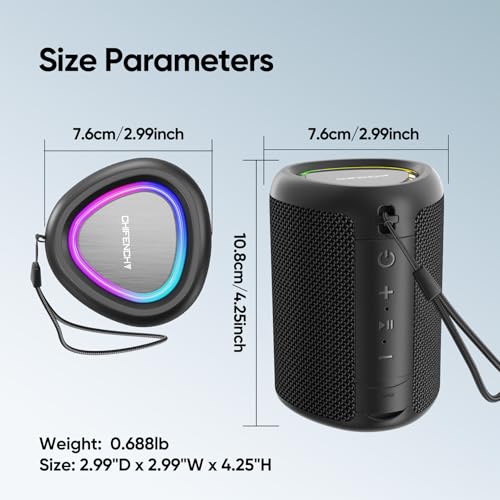 Portable Bluetooth Speaker Beach Essentials: Powerful Crystal Clear Sound/Dynamic Light/IPX5 Waterproof/All Day Playtime/Wireless BT 5.3/TWS Paring, Mom Gifts, Outdoor|Travel|Camping|Pool Accessories