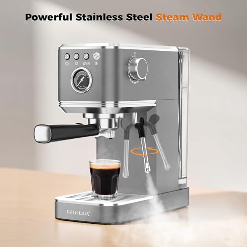 CHULUX Elite Espresso Coffee Machine with Steam Wand for Cappuccino, Gray