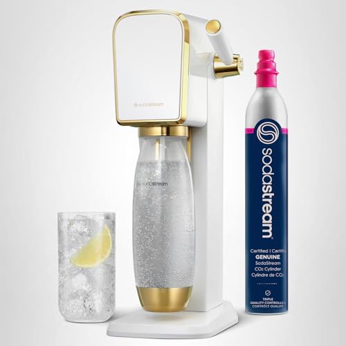 SodaStream Art Sparkling Water Maker (White/Gold) with CO2 and Carbonating Bottle