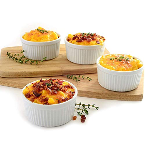 Foraineam 12 Pieces 8 oz Porcelain Souffle Dishes, Oven Safe Ramekins White Bakeware Set Dessert Custard Baking Dishes Cups for Baking, Cooking, Serving and More