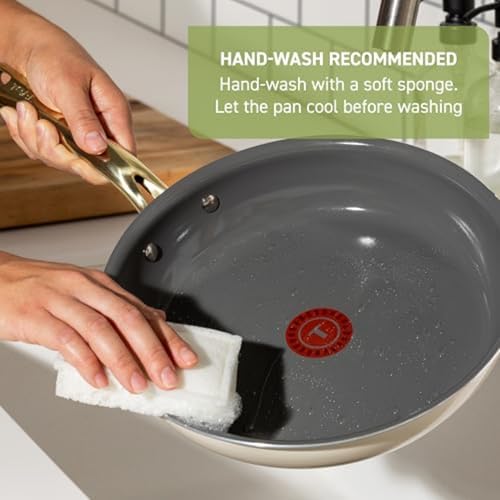 T-fal Preserve Ceramic, Non stick Cookware Set 13-Piece, Oven & Broiler Safe up to 350ยฐF, Includes Stockpot, Saucepans, Frying Pans, Protectors, Pots and Pans, Beige