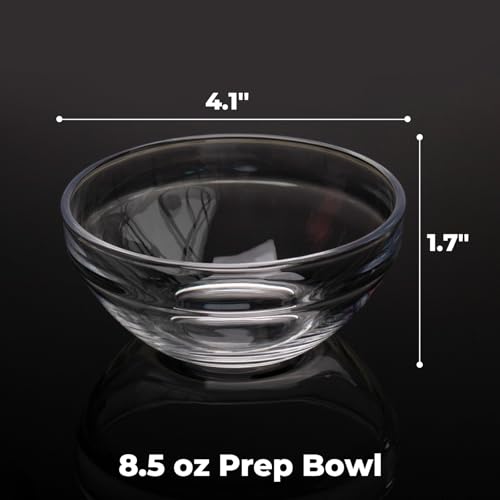 Iyulania 8.5 oz Clear Glass Bowl, Small Prep Bowls for Prepping Ingredients, Dishwasher and Microwave Safe, Stackable, Set of 6