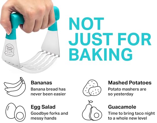 Pastry Cutter Tool - Heavy Duty Stainless Steel Pastry Blender, Comfortable Handle, Dishwasher Safe, Perfect Flaky Pie Crust & Biscuits - Turquoise