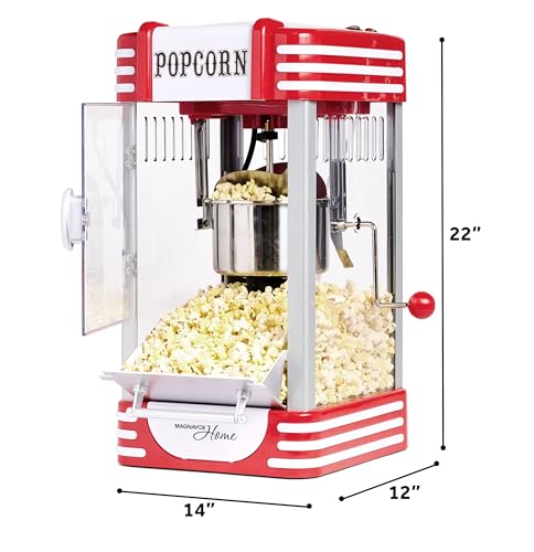 MAGNAVOX HOME, Popcorn Maker Machine Movie Theater/Cinema Style Popper with 2-Sided Serving Scoop. 2.5 Ounce, Red
