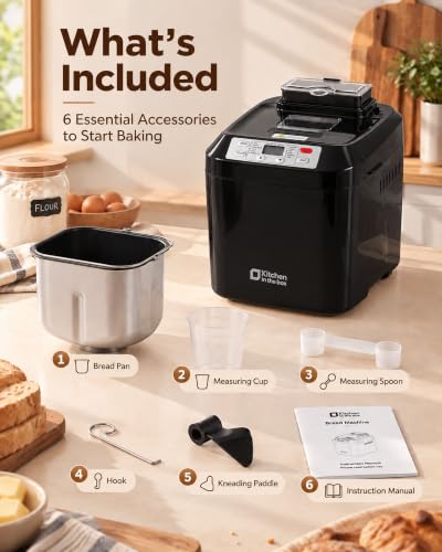 Kitchen in the Box Bread Maker, 2LB Bread Machine with Auto Nut Dispenser