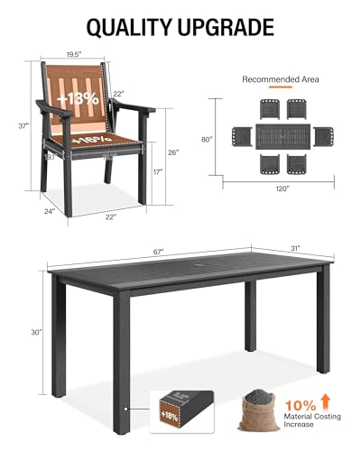 YEFU Outdoor Patio Dining Sets: All Weather 12 Piece Dining Table Set for 10 with Umbrella Hole & Aluminum Frame - Outdoor Furniture 2 Table and 10 Chairs for Outside Backyard/Porch/Deck Grey