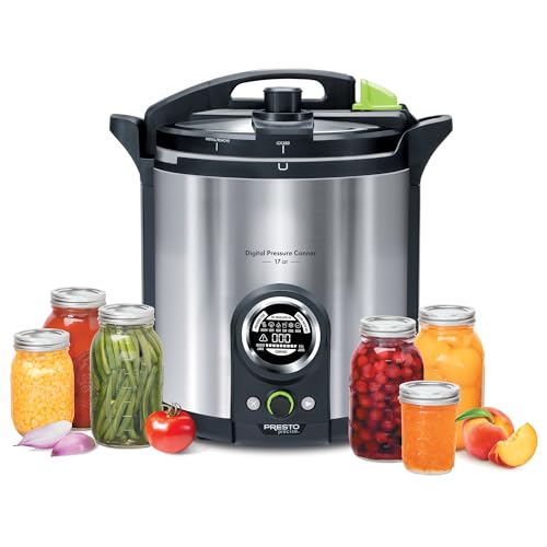 Presto 02152 17-Quart Digital Pressure Canner - Digital Display, Waterbath Capable, 10 Built-In Safety Features, Recipe Book, Stainless Steel