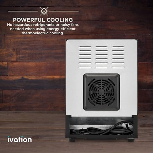 Ivation Premium 6 Bottle Horizontal Thermoelectric Wine Cooler/Chiller Counter Top Red & White Wine Cellar w/Digital Temperature, Freestanding Refrigerator Quiet Operation Fridge