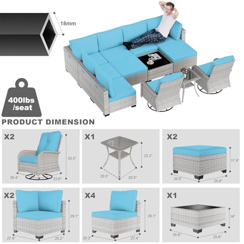 Sweecci Outdoor PE Wicker Rattan Modular Patio Sectional Sofa Set