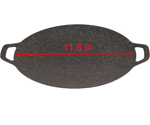 Thin Korean Grill Pan, 11 Inch Iron with Non-stick Coating Baking Tray on Heating Stove for Home, Party Travel and Outdoor (11.8 inch)