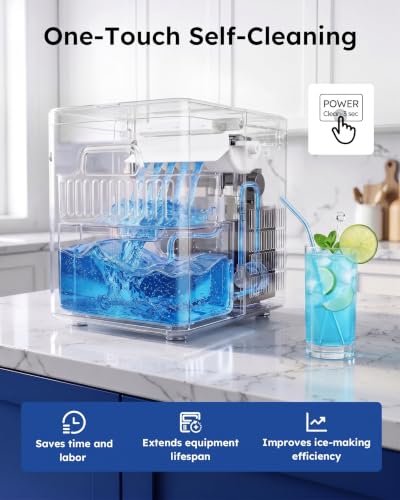 Simzlife Ice Maker Countertop, 26.5 lbs/Day, 8 Bullet Fast Ice in 6 Mins