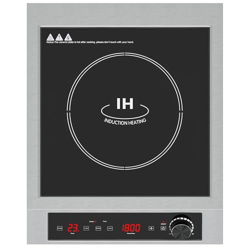 SUNVIVIPRO Commercial Induction Cooktop 1800W, Professional Electric Countertop Burner, 10 Power & 10 Temp Setting, Induction Hot Plate with Timer, Electric Stove with LED Screen, Black