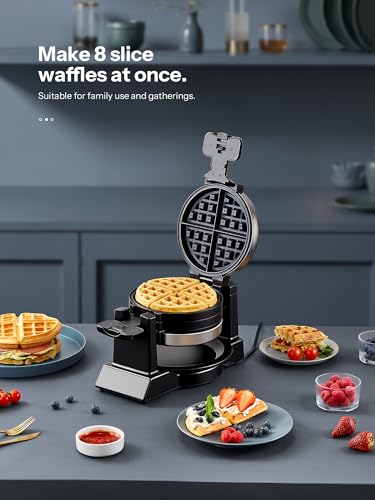 Winpper Double Belgian Waffle Maker, Rotating Flip Design 1400W Waffle Iron