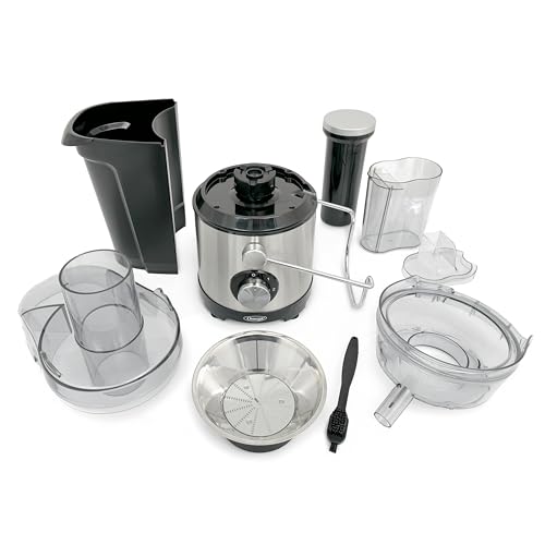 Omega Centrifugal Juicer with 3-Inch Wide Chute High Speed Extractor For Fruits and Vegetables, Features 2 Speeds Stainless Steel Filter and Large Pulp Container, 1000-Watts, Black