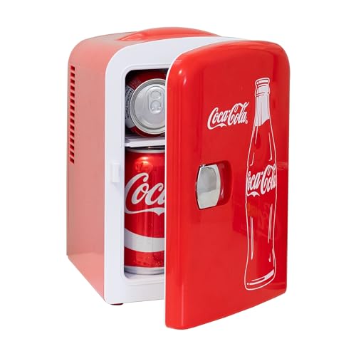 Coca-Cola 4L Mini Fridge, 6 Can, Classic Bottle Design, Red