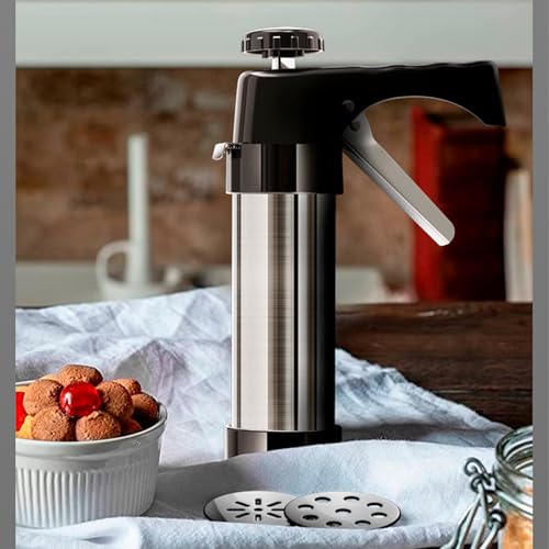 Swanwish Cookie Press Gun Kit - Home & Kitchen Spritz Cookie Maker with 13 Discs + 8 Icing Nozzles for Christmas & Party Baking