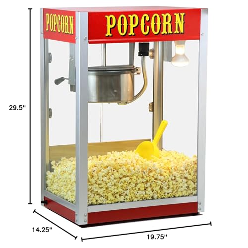 Paragon Theater Pop 8 Ounce Popcorn Machine for Professional Concessionaires Requiring Commercial Quality High Output Popcorn Equipment, Red