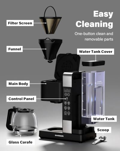 SHARDOR Drip Coffee Maker 10 Cup Programmable, Regular&Bold, LED Display