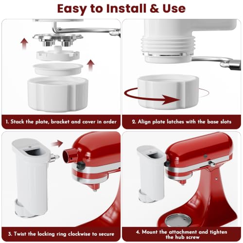 5-in-1 Pasta Press Attachment Compatible with KitchenAid Stand Mixers,Pasta Maker Accessory with 5 Interchangeable Plates for Spaghetti,Bucatini,Fusilli,Large&Small Macaroni,Homemade Pasta Extruder