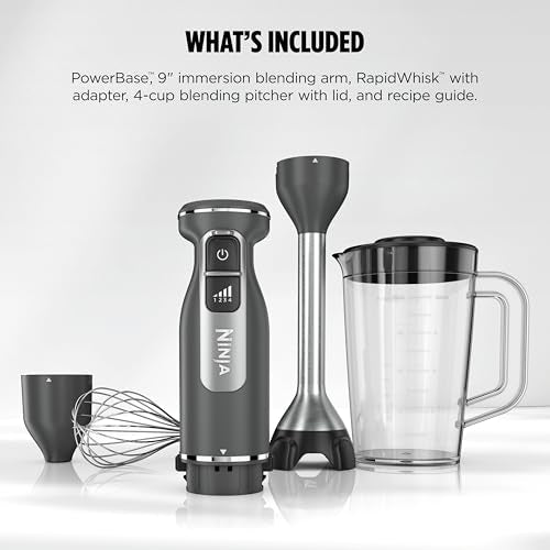 Ninja Immersion Blender & Whisk, 4 Speeds, 4oz Cup, Dark Grey, CI201GY