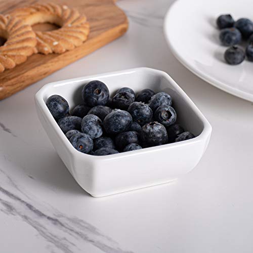 DELLING 6 Oz Porcelain Ramekins Set of 6, Square Souffle Dishes Oven Safe - Colorful Ceramic Creme Brulee Ramekins for Baking, Dishwasher Microwave Freezer Safe Dessert Cups for Pudding Custard
