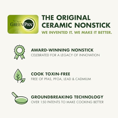 GreenPan Valencia Pro Ceramic Nonstick 8" 9.5" & 11" Fry Pan Skillet Set, Hard Anodized PFAS-Free, Induction Ready, Compatible on All Cooktops, Dishwasher Safe, Oven Safe to 600F, Gray