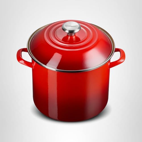 Le Creuset Enamel on Steel Traditional Stockpot, 16 qt., Cerise with Stainless Steel Knob