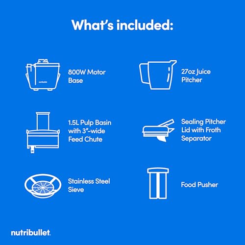 NutriBullet Juicer Pro Centrifugal Juicer Machine for Fruit, Vegetables, and Food Prep, 27 Ounces/1.5 Liters, 1000 Watts, Silver, NBJ50200